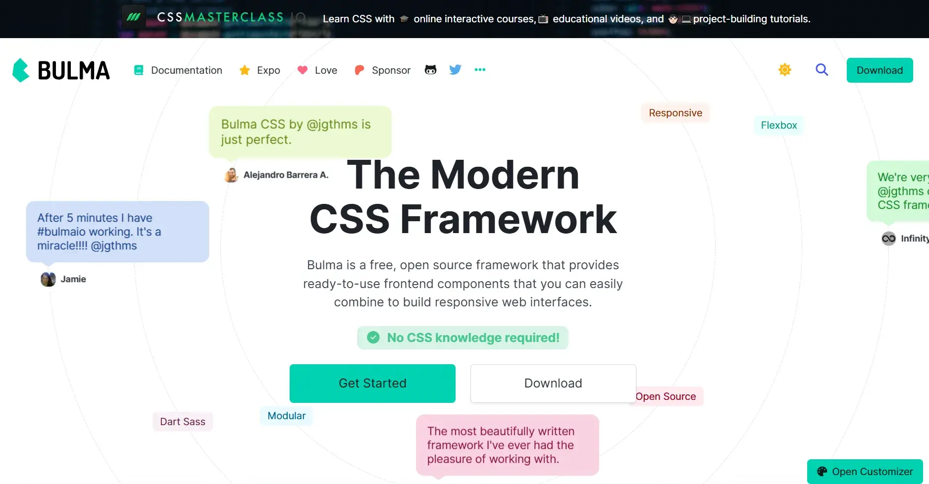 best web design frameworks: bulma