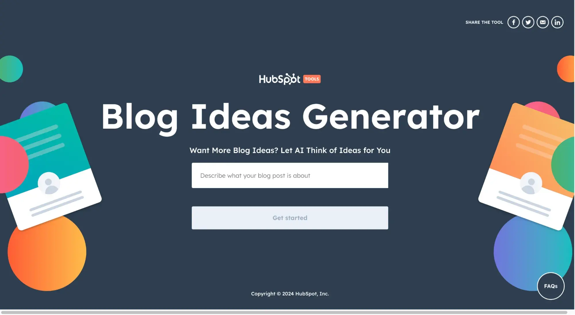 Website content ideas using the Blog Ideas Generator tool