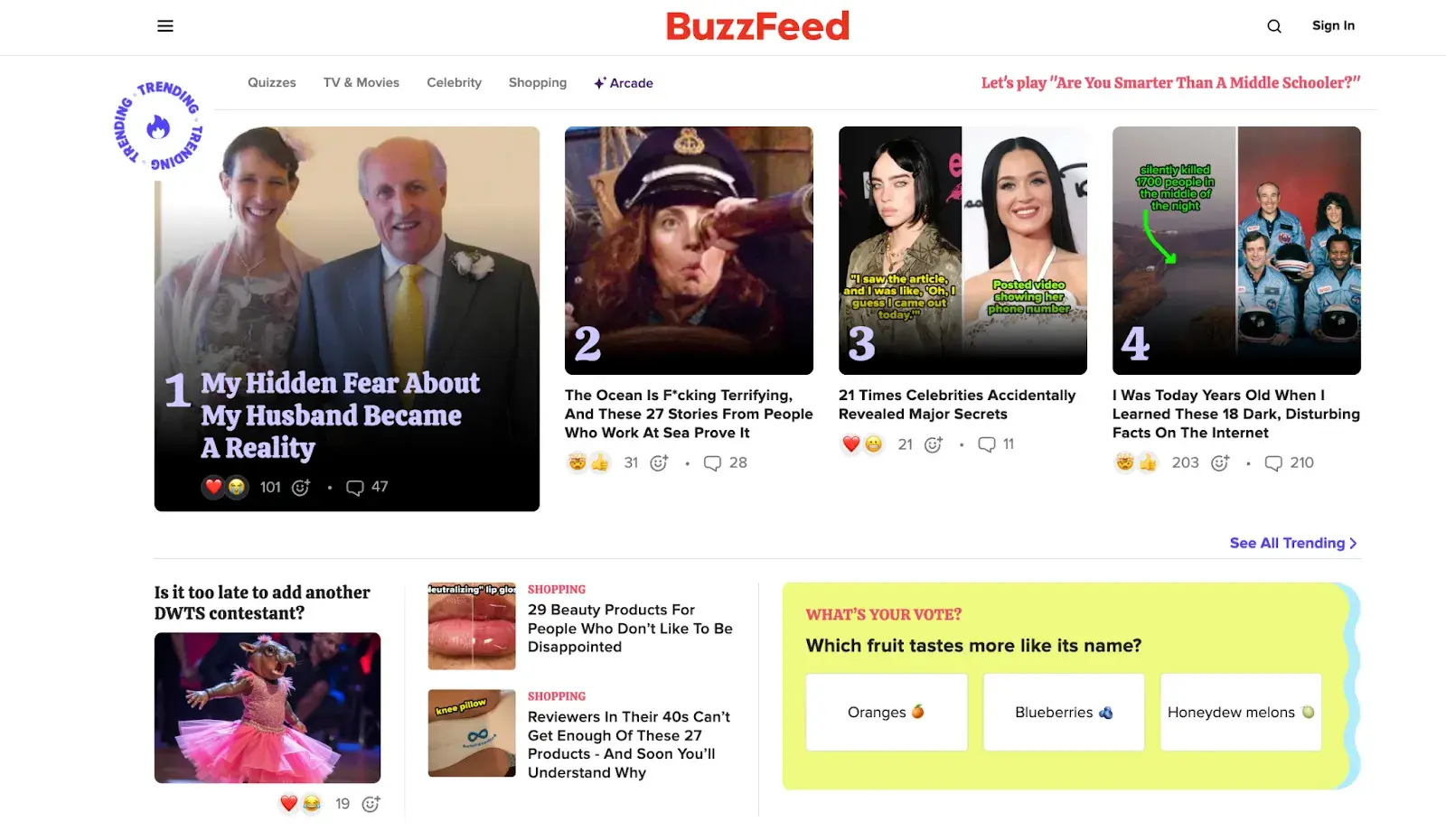 BuzzFeed homepage