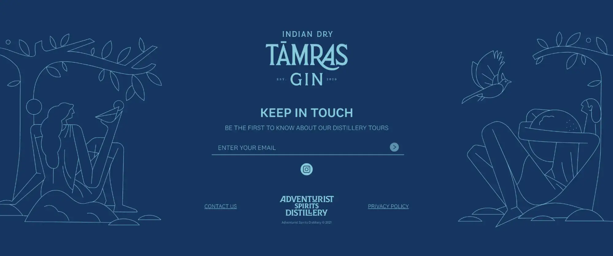 website footer examples: tmras gin