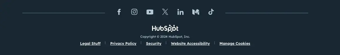 Website footer optimization example from Hubspot