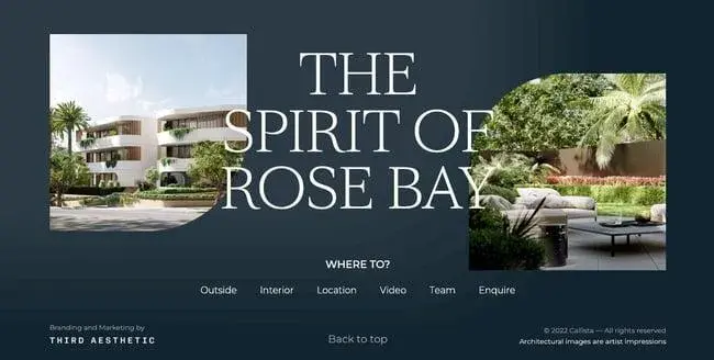 Website footer optimization example from Rose Bay