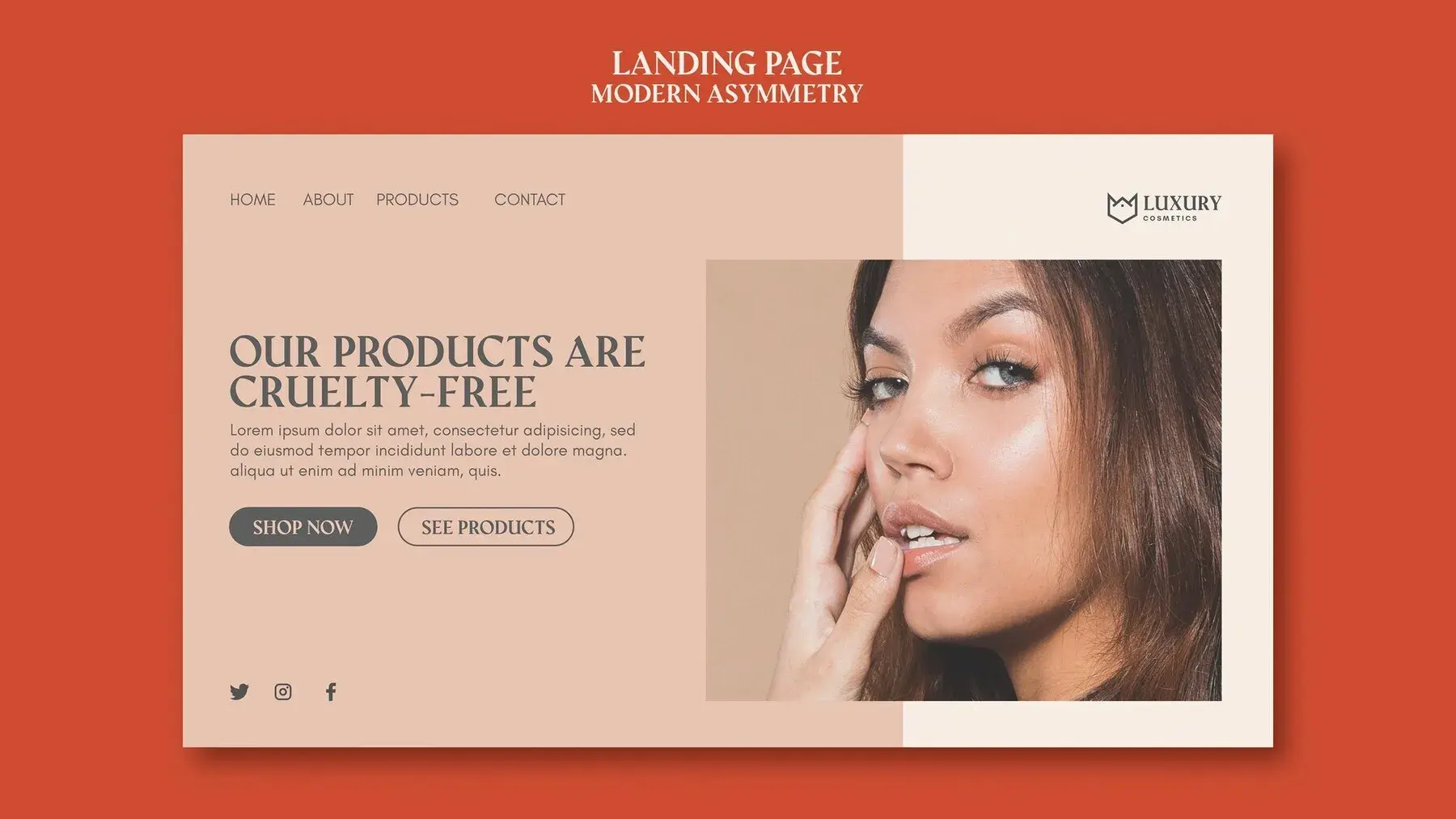 Screenshot of an asymmetrical website layout  https://www.freepik.com/free-psd/modern-asymmetry-landing-page-style_9261521.htm#&position=9 