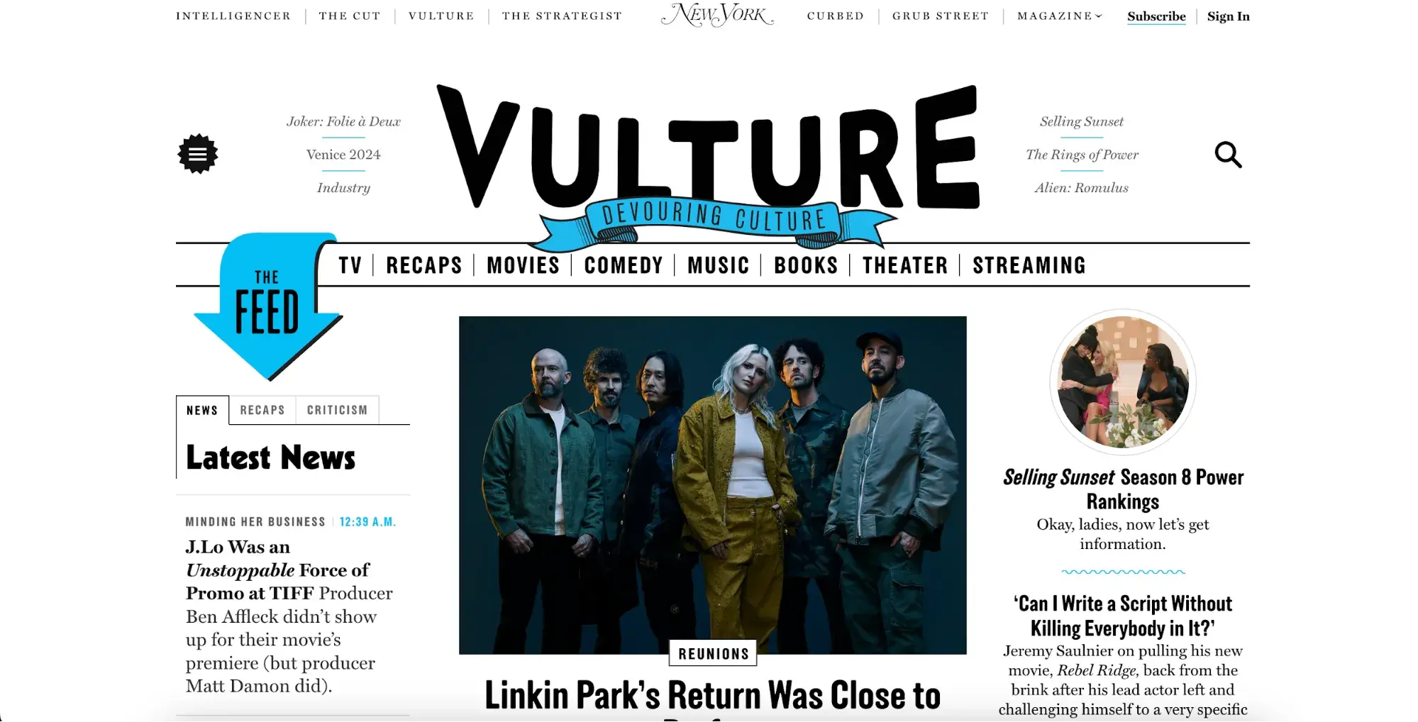 Screenshot of a magazine website layout 