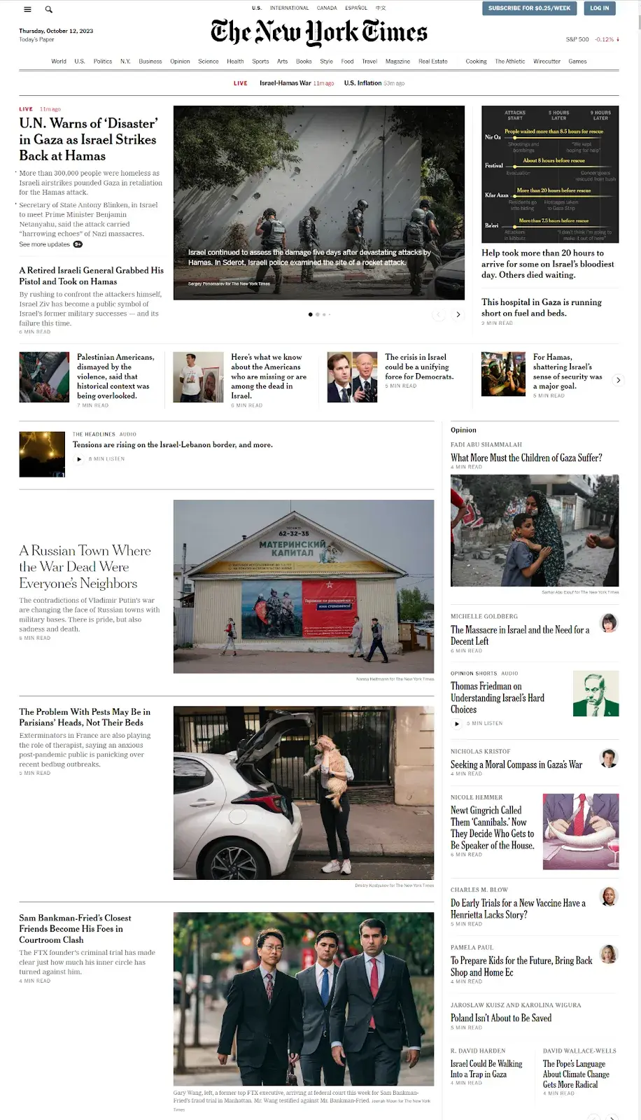 types of website layouts, NY Times uses the asymmetrical website design