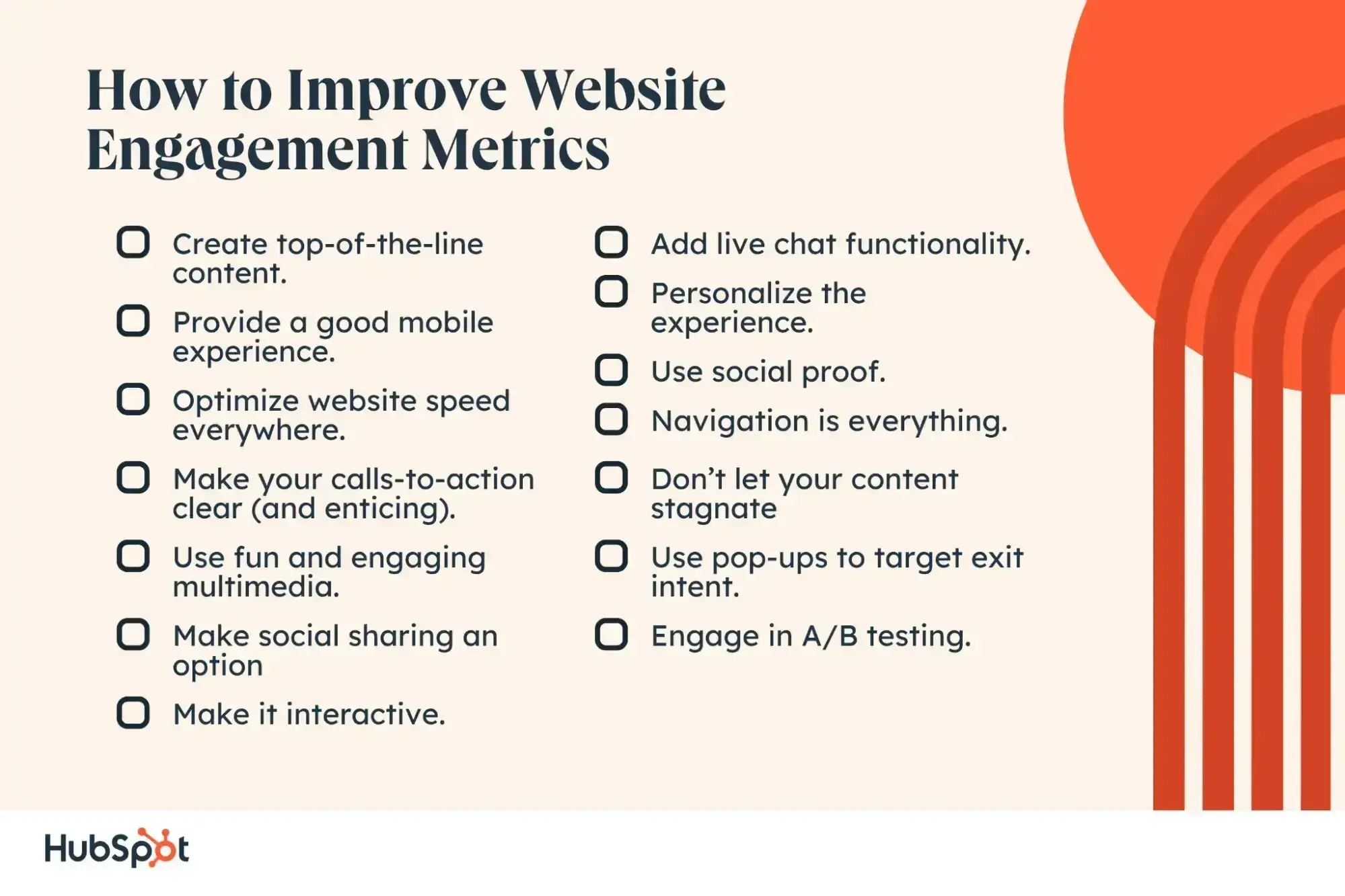 infographic of tips for improving website engagement metrics