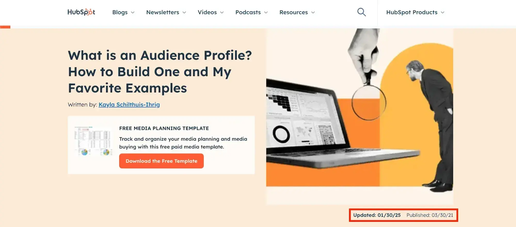 screenshot of updated blog content