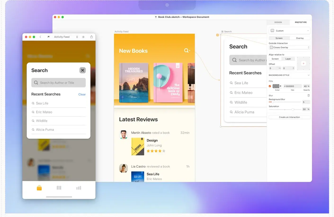 Example of a bookstore mockup being made in Sketch, a Mac-only platform featured in this article describing what mockups are used for.