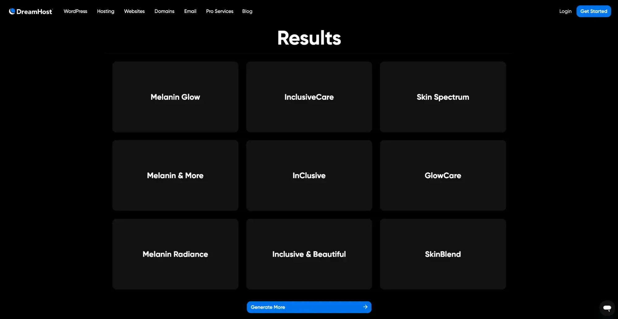 Top nine results for my business name keyword search.