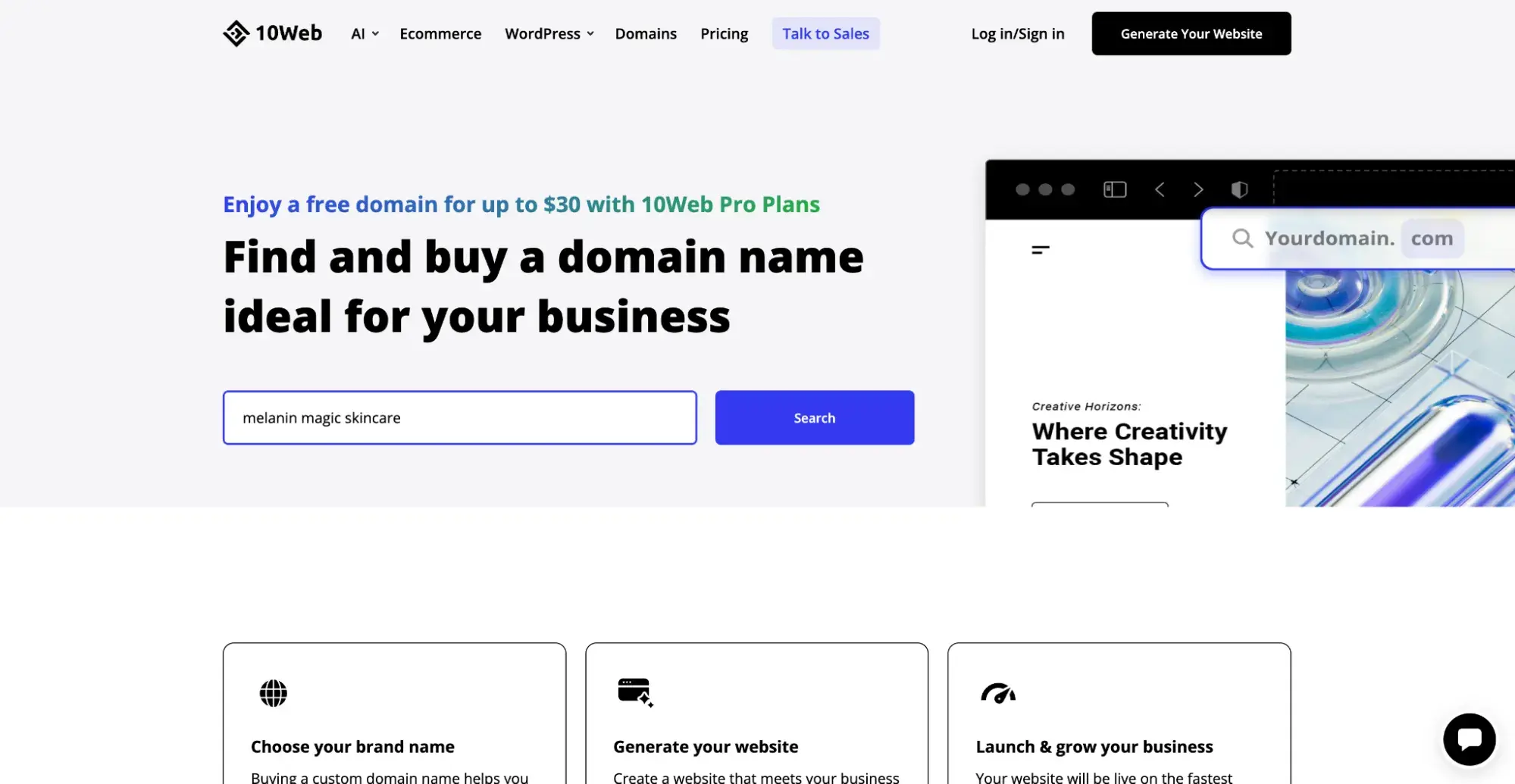 10We Domain Name tool.