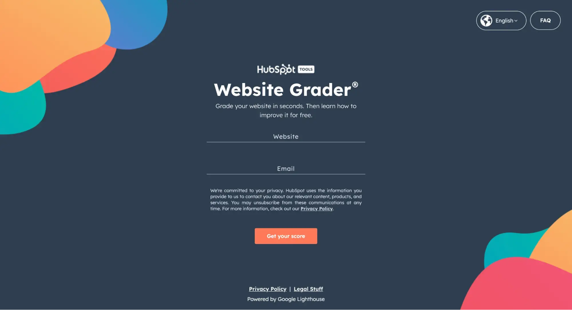 Landing page of Website Grader