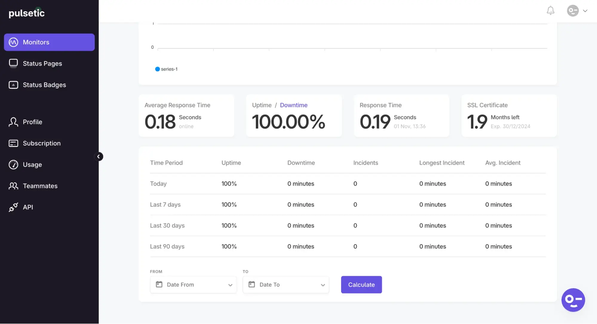 screenshot of the website performance assessment Pulsetic