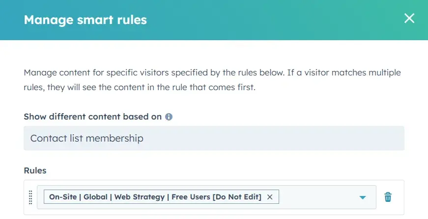 Screenshot: Show different content based on contact list membership