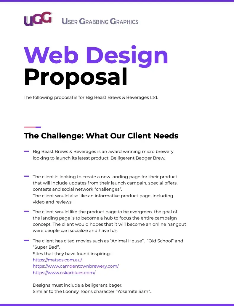 website proposal template