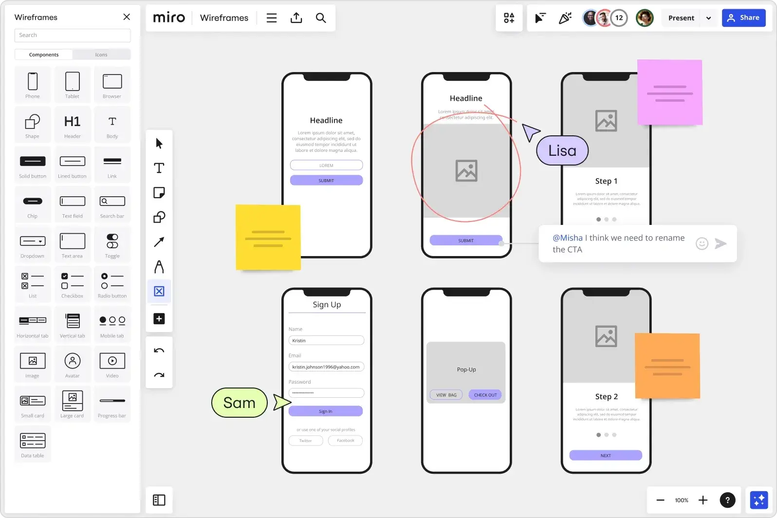 wireframe website tool miro