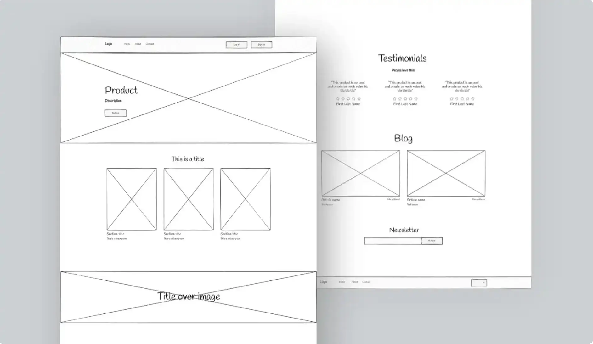 a basic lo-fi website wireframe template for uizard