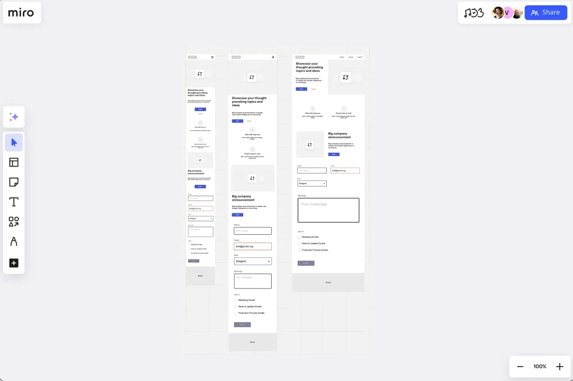 a collection of website wireframe templates for miro