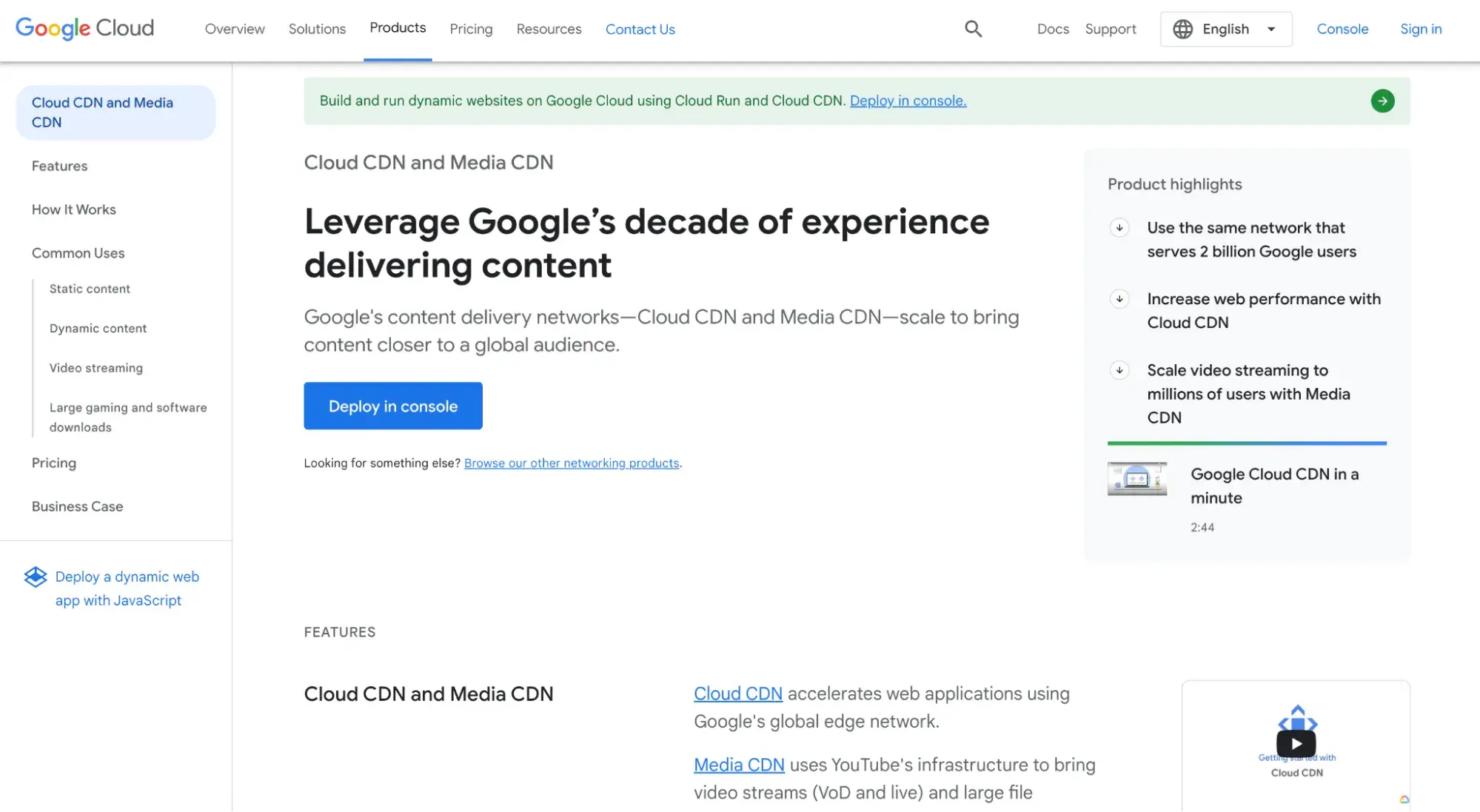 Google Cloud CDN website