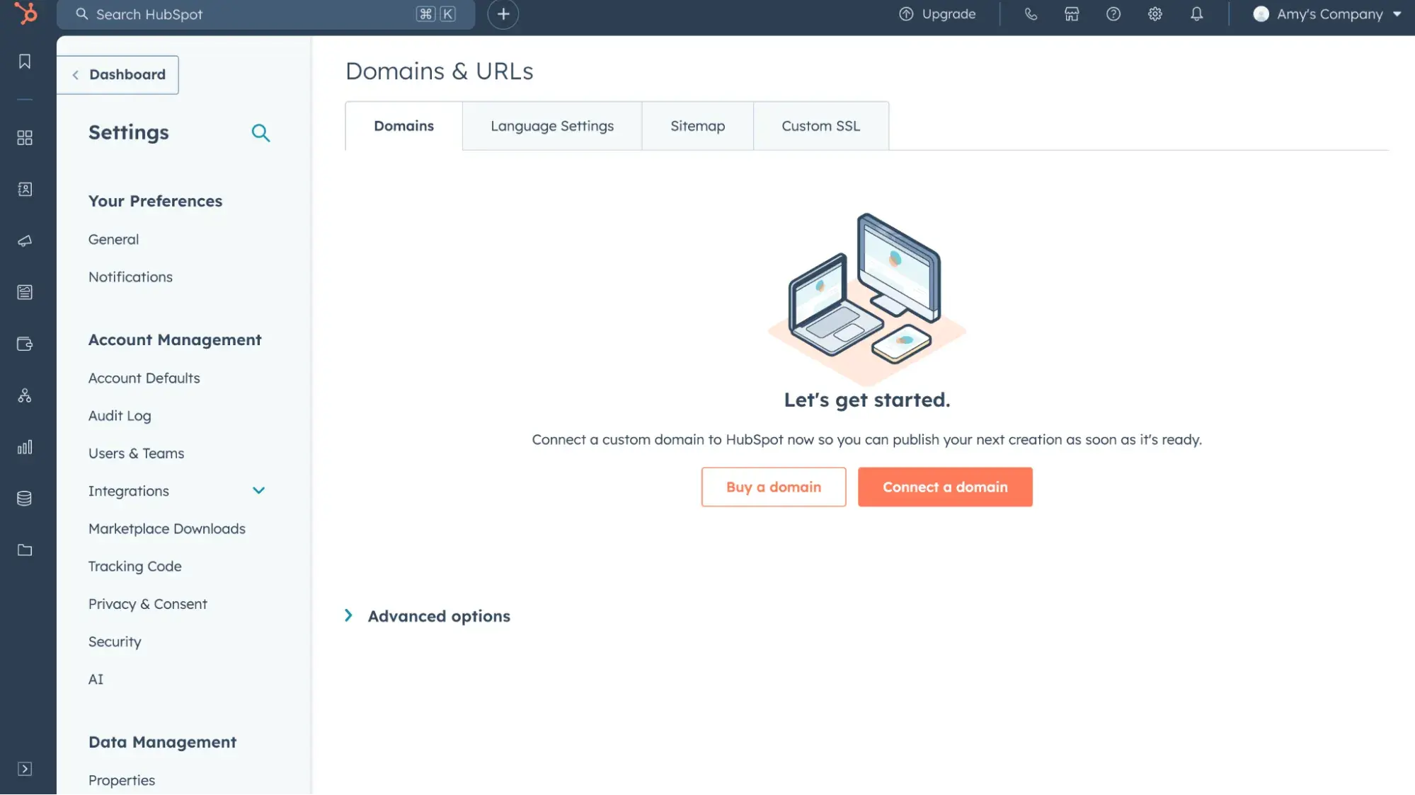 What is a domain? Content Hub dashboard