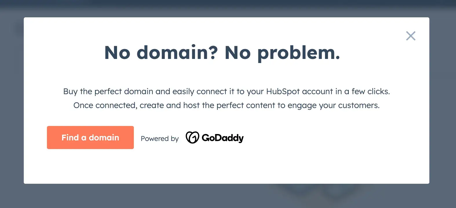 Content Hub. Find a domain via GoDaddy.