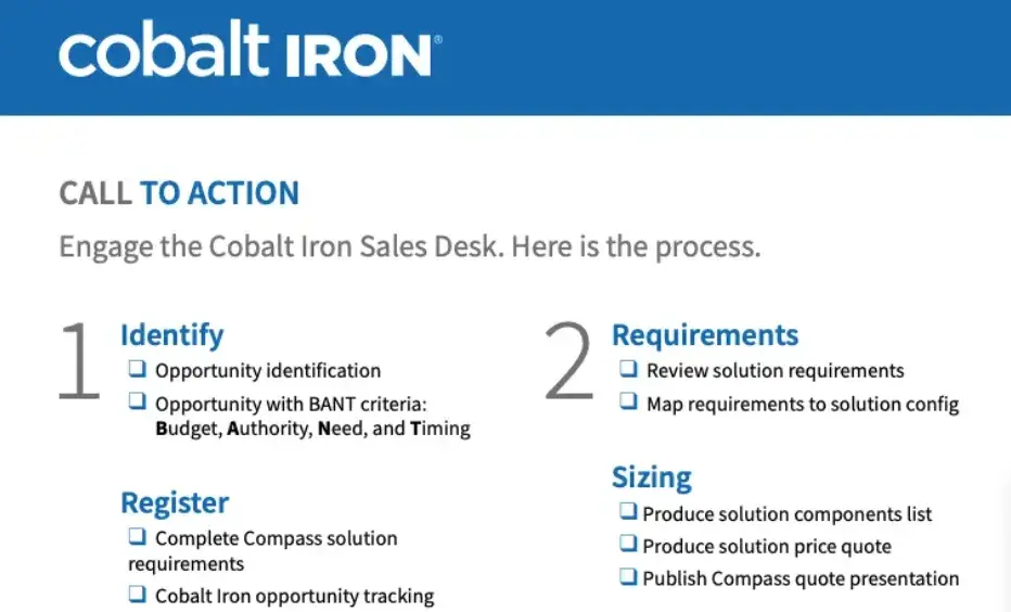 sales playbook example, cobalt iron