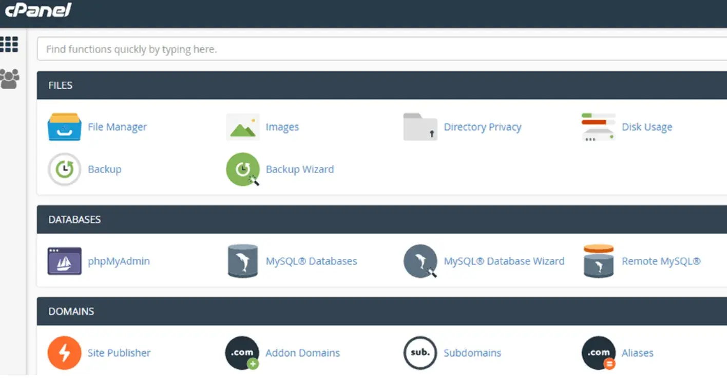 cpanel interface