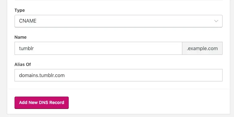 creating a new DNS name for subdomain