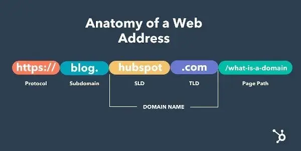 infographic showing different parts of web address