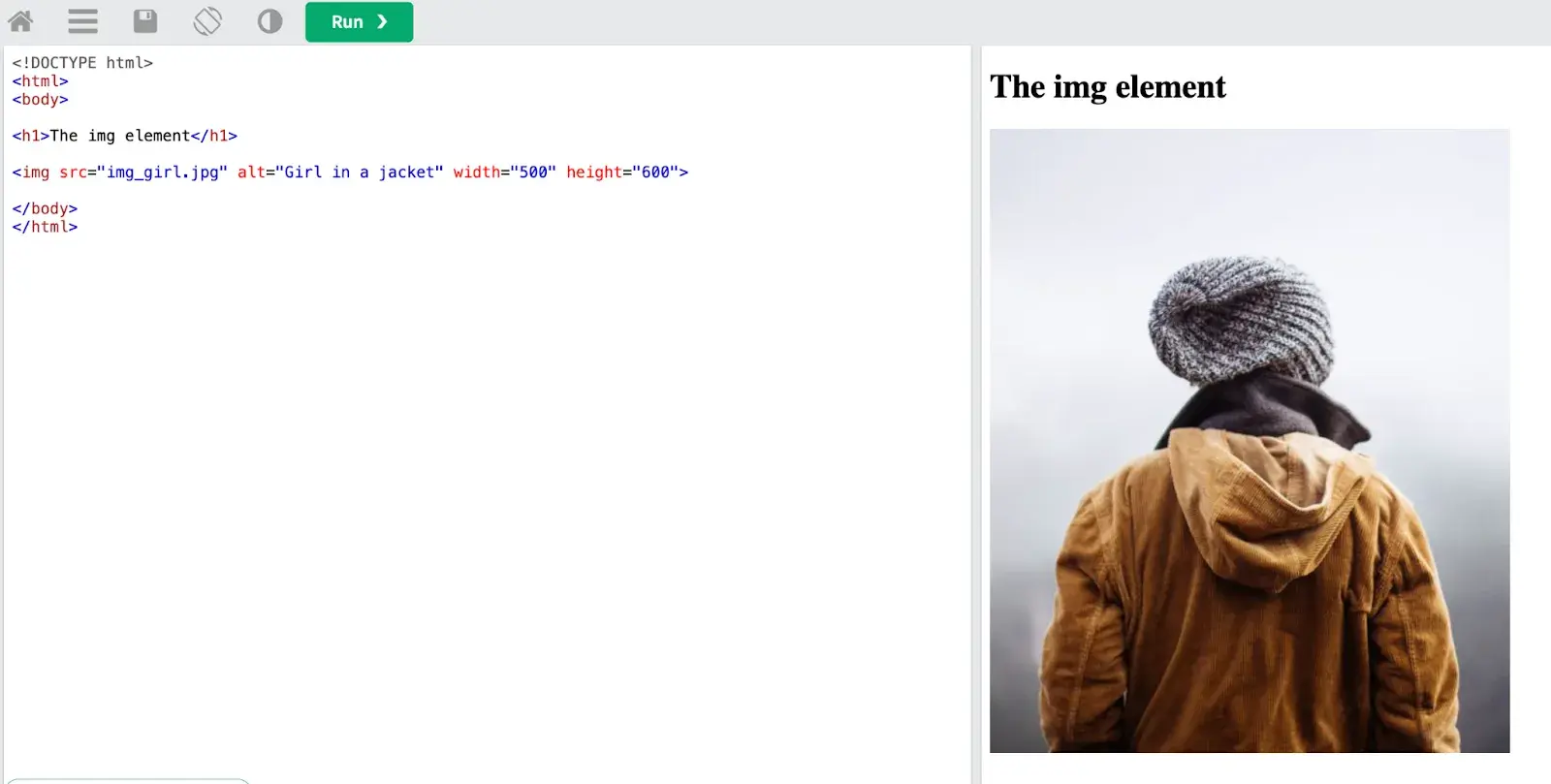 how to make your website ada compliant, html document with alt text that reads girl in jacket, next to an image of a girl in a jacket