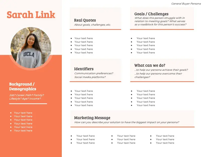 Buyer persona template from HubSpot