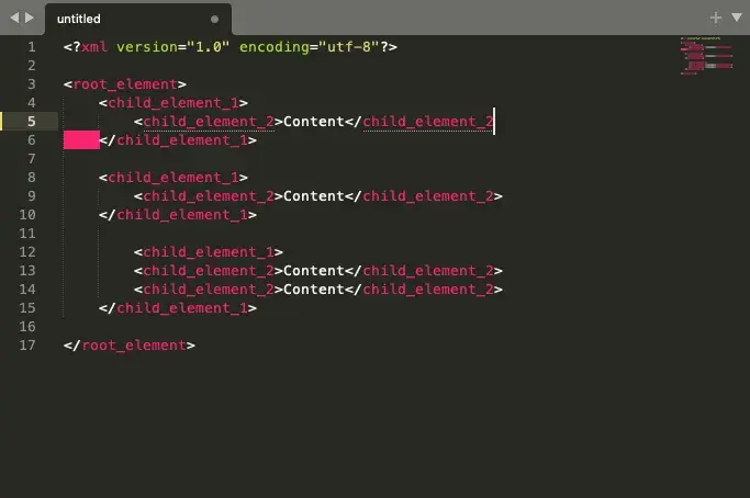 Screenshot of step five of creating an xml file