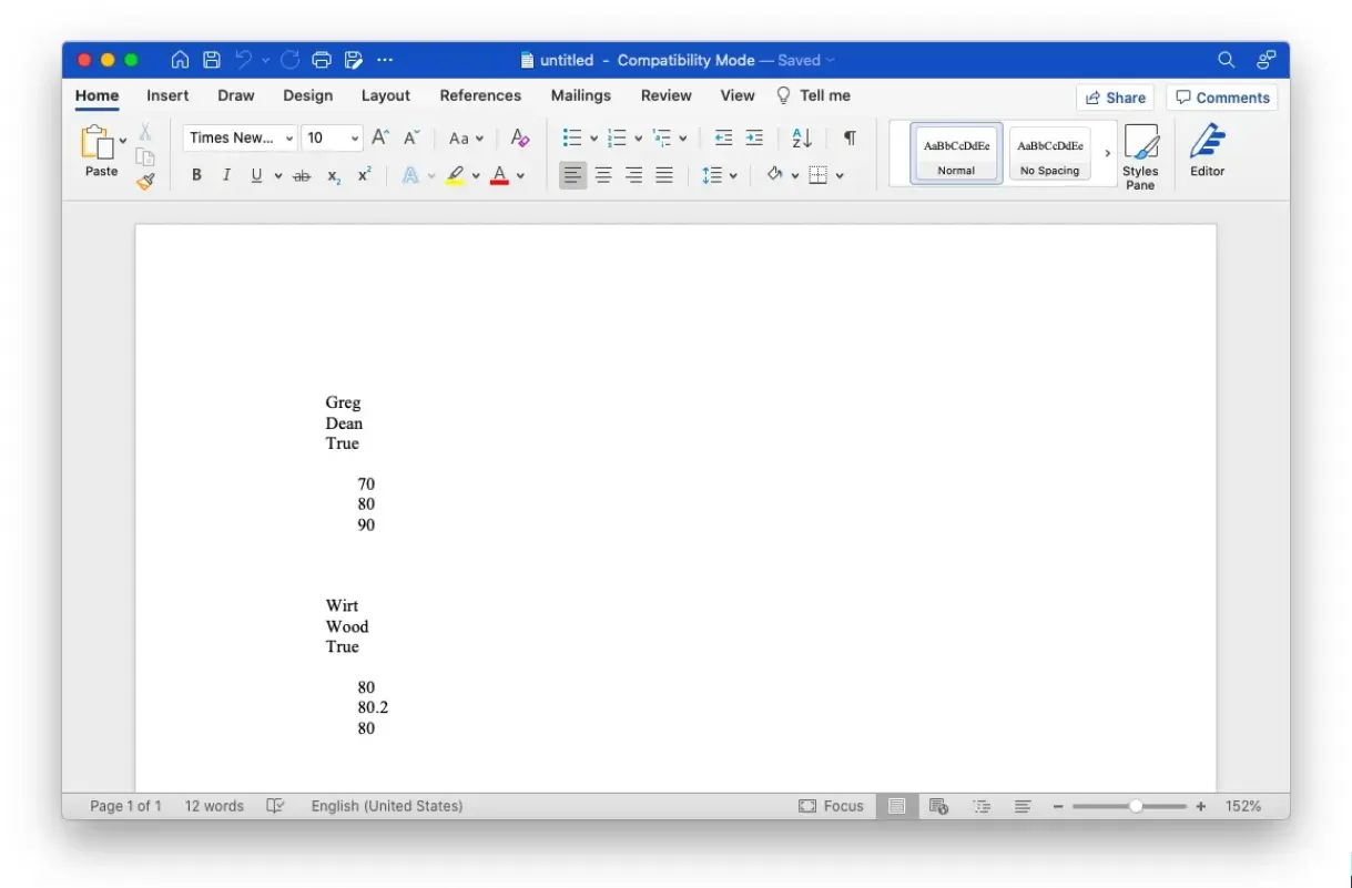 Screenshot of opening an xml file in word