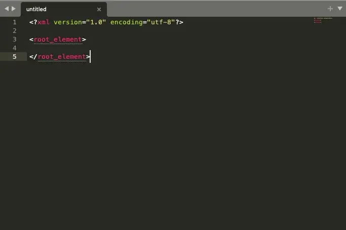 Screenshot of step three of creating an xml file