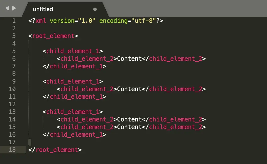 Screenshot of step four of creating an xml file