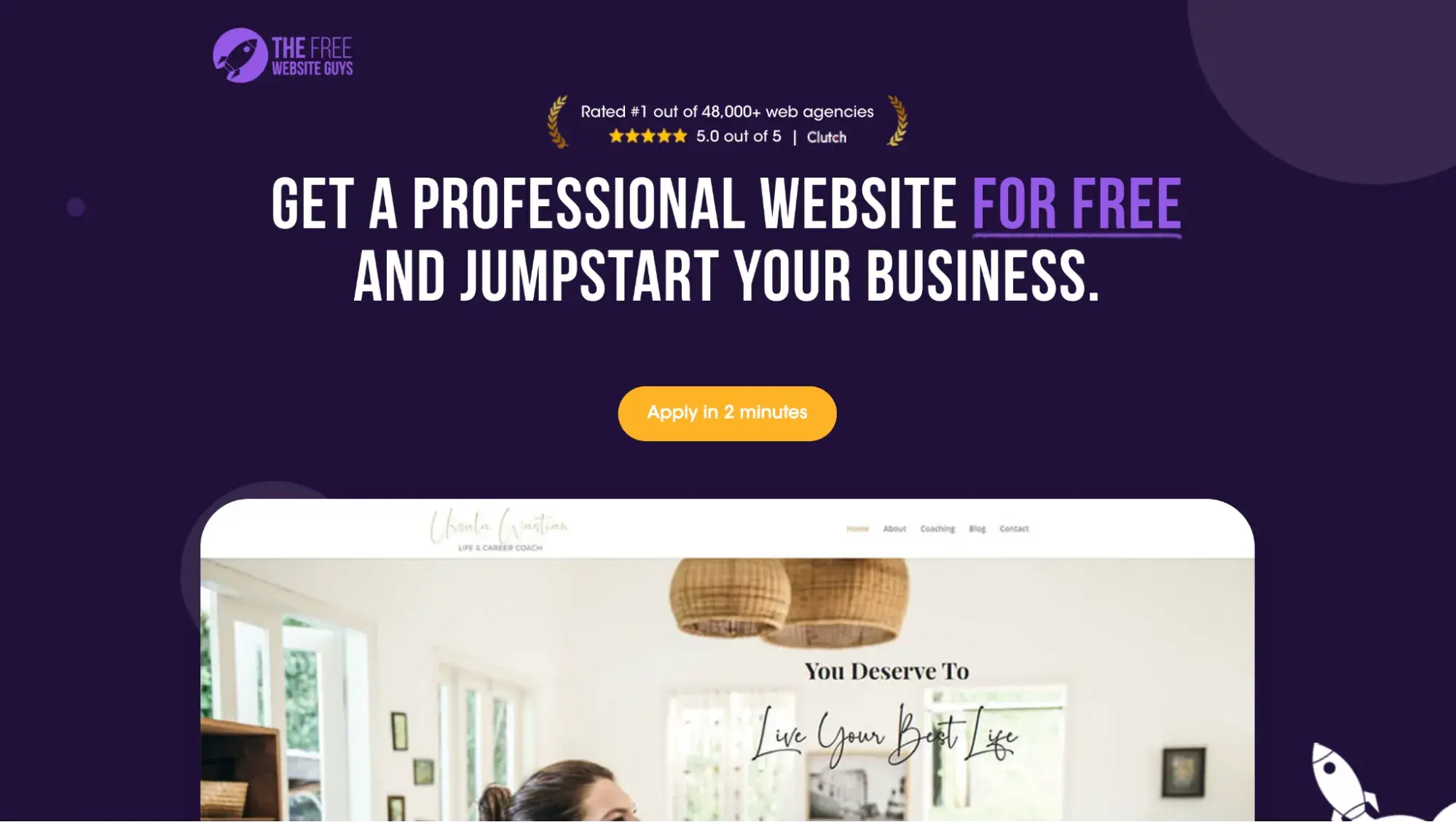 Website of WordPress web design company The Free Website Guys