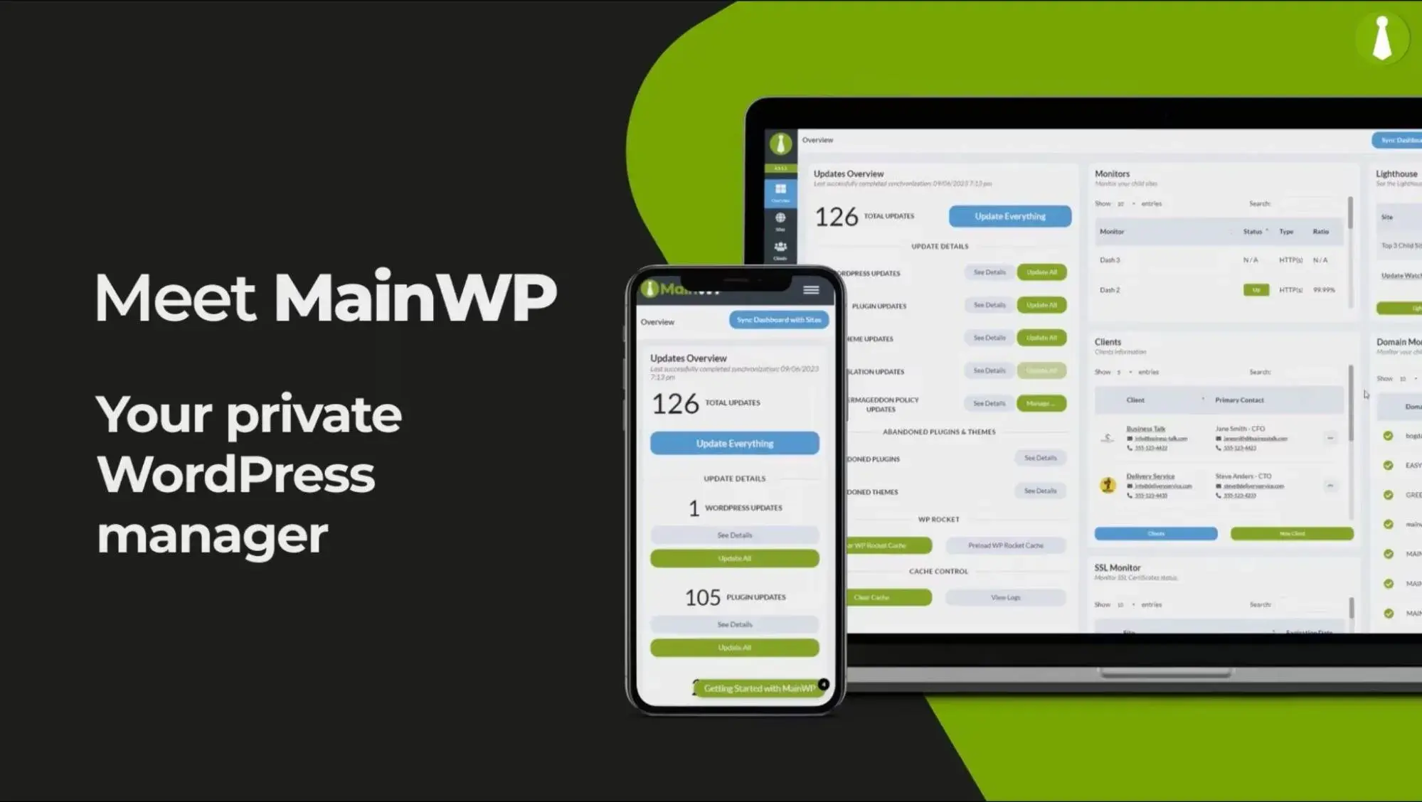 An example of the MainWP dashboard